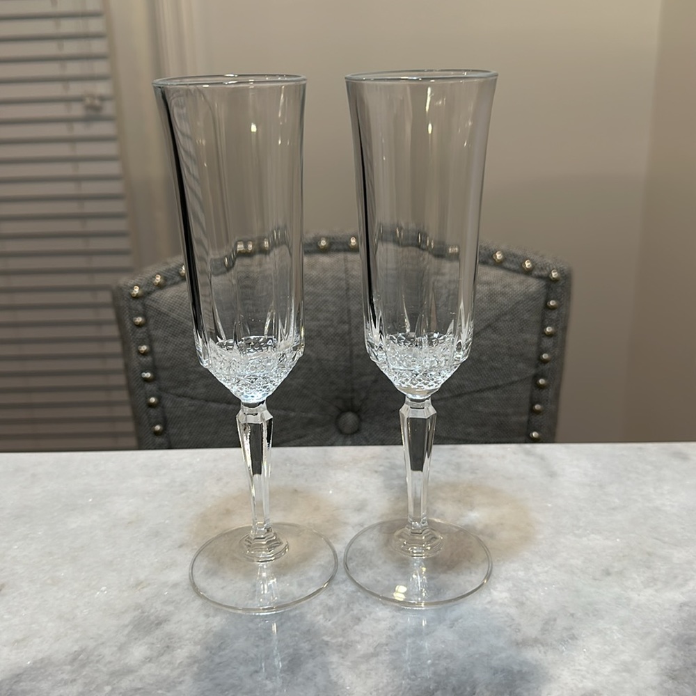 Crystal Champagne Flutes / Glasses - Set of 2